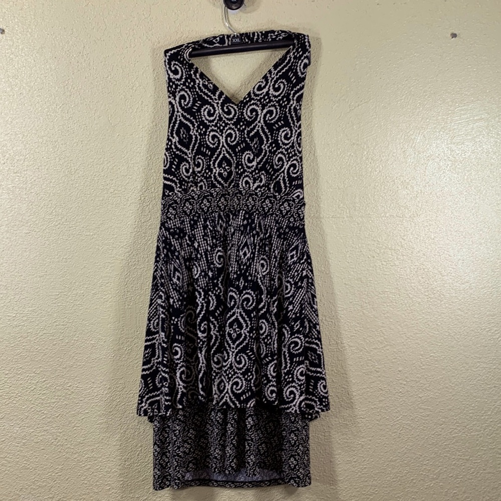 Style & Co Knit Dress S Backless Black White S V-Neck Skirt Overlay